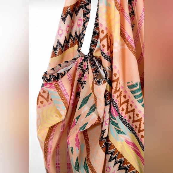 Boho Chic Beach Yoga Hobo Shoulder Bag - Ethnic Pattern w Hand Block Printing - Picture 4 of 5